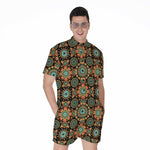 Chaotic Boho Floral Pattern Print Men's Rompers