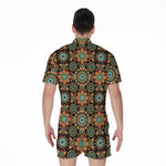 Chaotic Boho Floral Pattern Print Men's Rompers