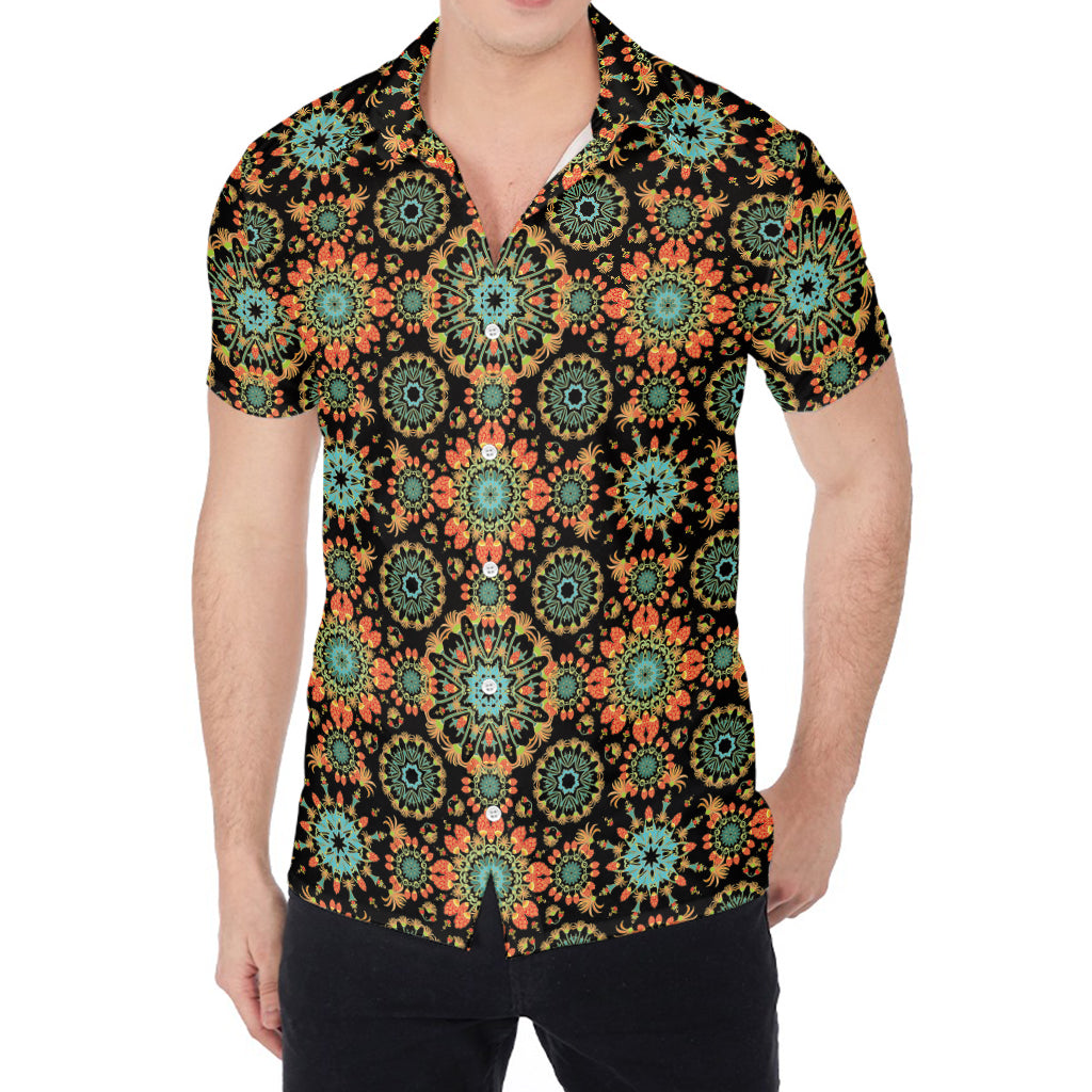 Chaotic Boho Floral Pattern Print Men's Shirt