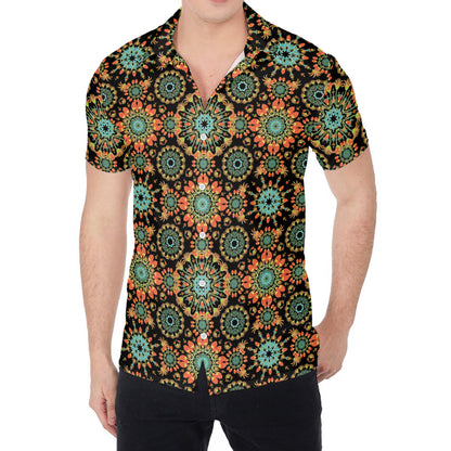 Chaotic Boho Floral Pattern Print Men's Shirt