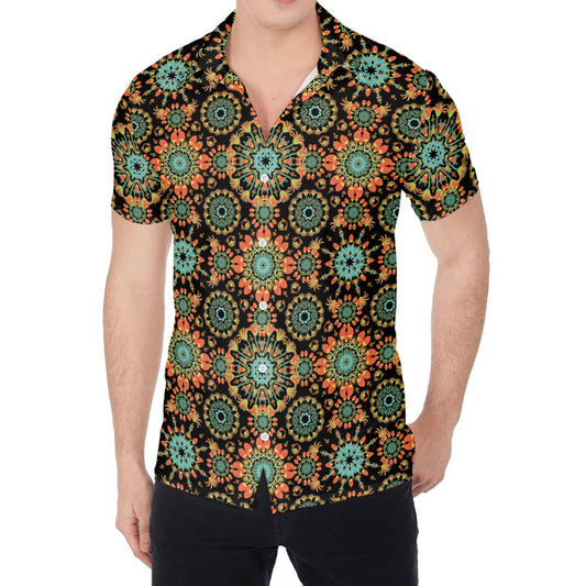 Chaotic Boho Floral Pattern Print Men's Shirt