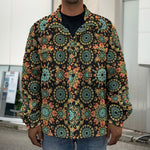 Chaotic Boho Floral Pattern Print Men's Shirt Jacket