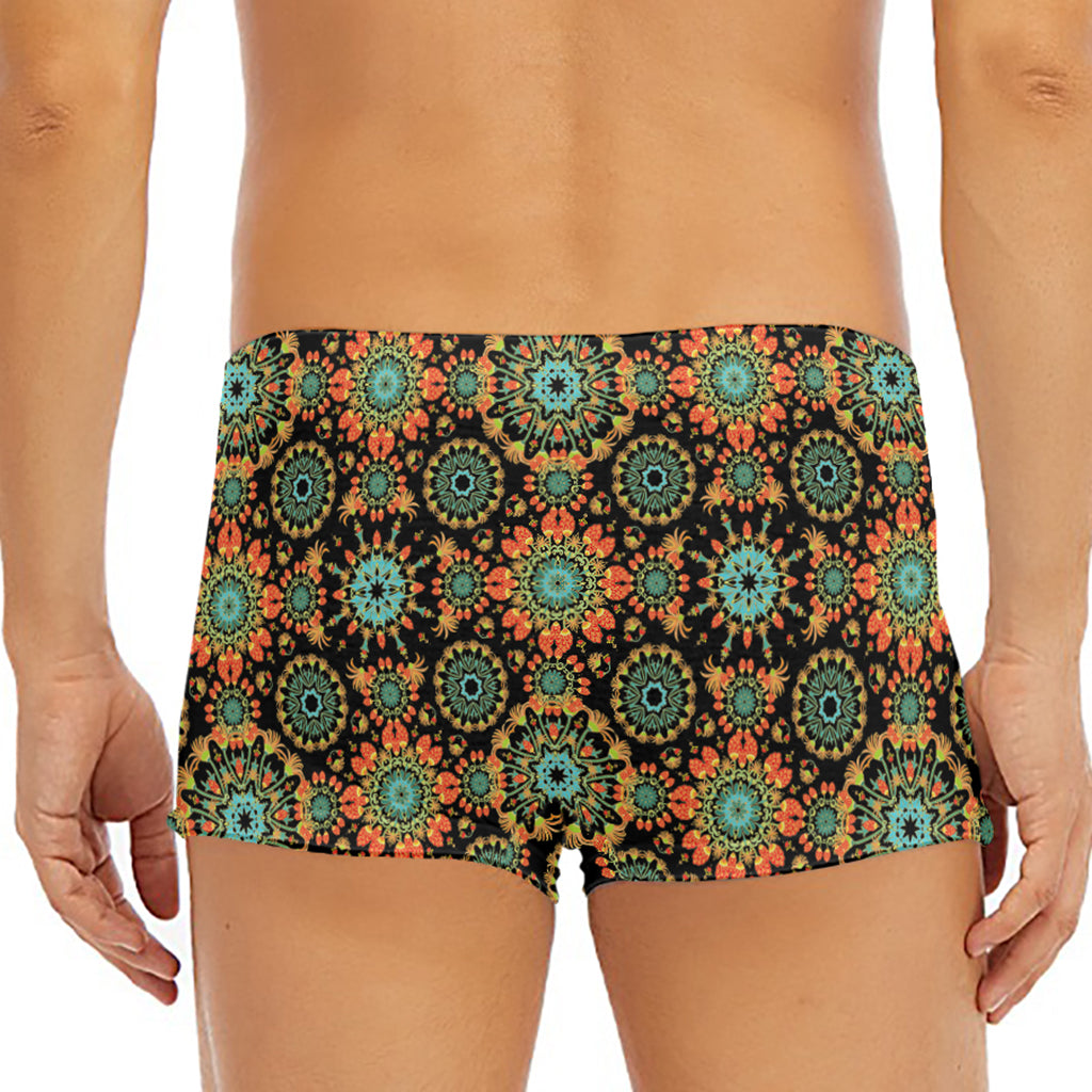 Chaotic Boho Floral Pattern Print Men's Short Boxer Briefs