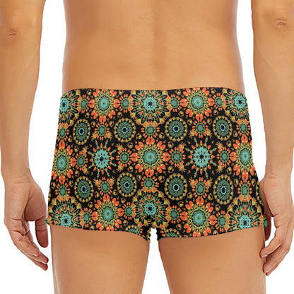Chaotic Boho Floral Pattern Print Men's Short Boxer Briefs