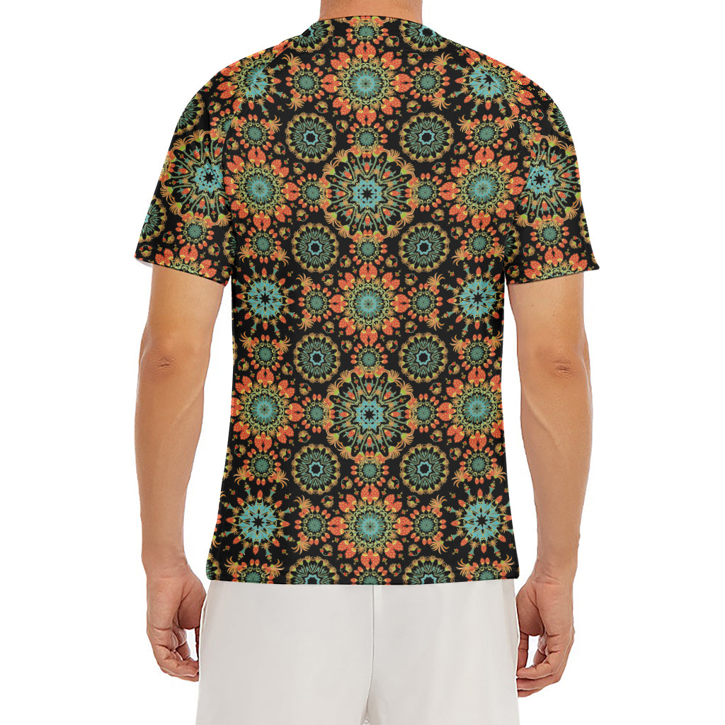 Chaotic Boho Floral Pattern Print Men's Short Sleeve Rash Guard