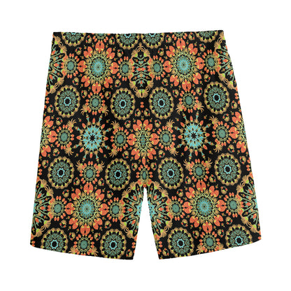 Chaotic Boho Floral Pattern Print Men's Sports Shorts