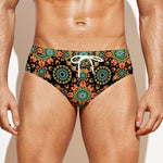 Chaotic Boho Floral Pattern Print Men's Swim Briefs