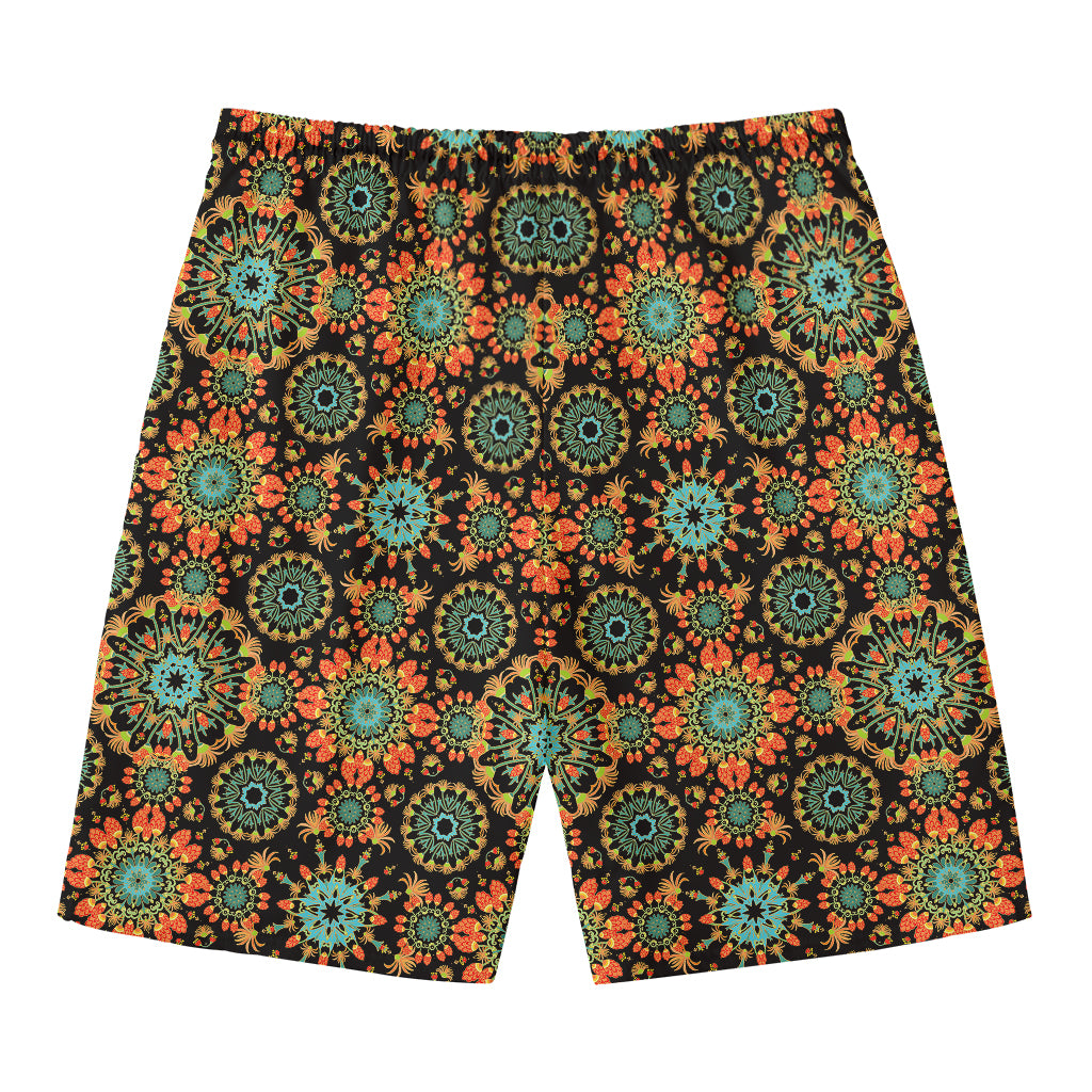 Chaotic Boho Floral Pattern Print Men's Swim Trunks