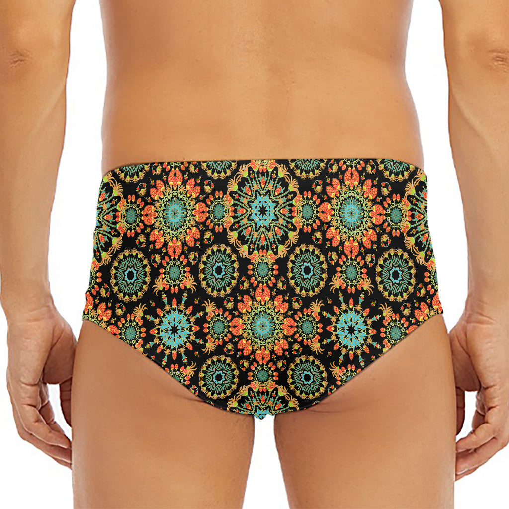 Chaotic Boho Floral Pattern Print Men's Triangle Swim Briefs