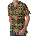 Chaotic Boho Floral Pattern Print Men's Velvet T-Shirt
