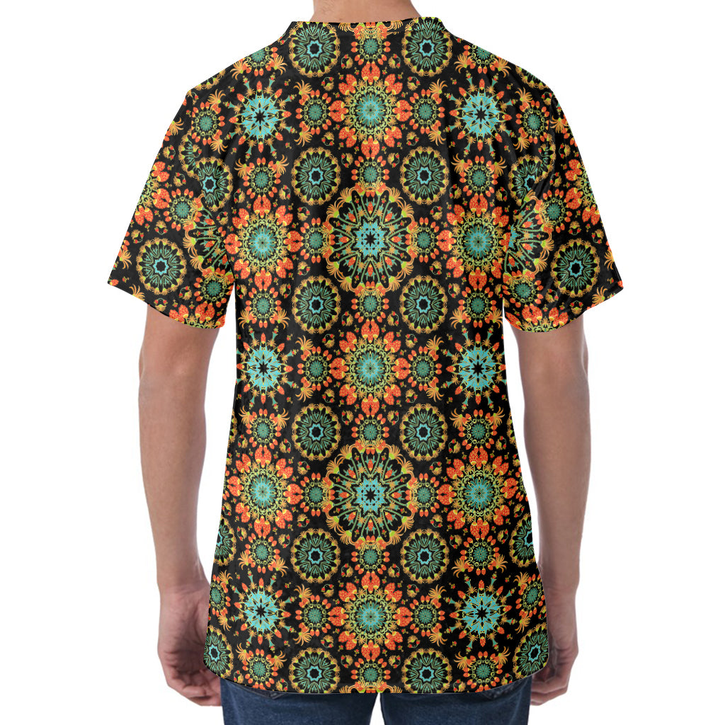 Chaotic Boho Floral Pattern Print Men's Velvet T-Shirt
