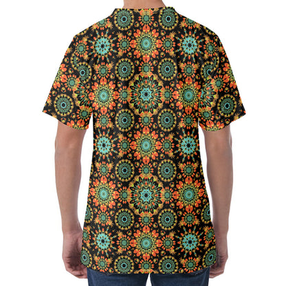 Chaotic Boho Floral Pattern Print Men's Velvet T-Shirt