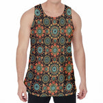 Chaotic Boho Floral Pattern Print Men's Velvet Tank Top