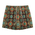 Chaotic Boho Floral Pattern Print Mesh Shorts