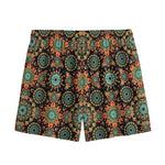 Chaotic Boho Floral Pattern Print Mesh Shorts
