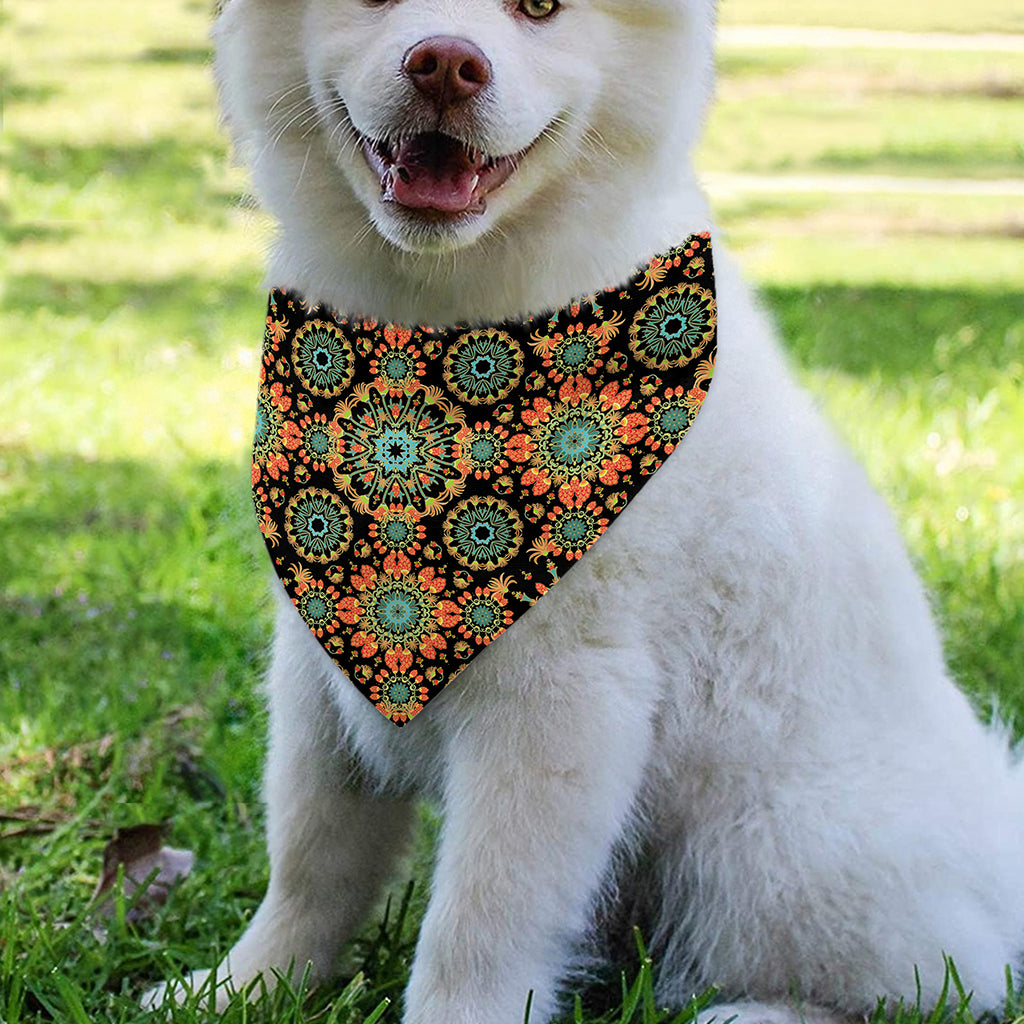 Chaotic Boho Floral Pattern Print Over The Collar Dog Bandana