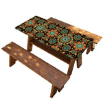 Chaotic Boho Floral Pattern Print Picnic Table Cover