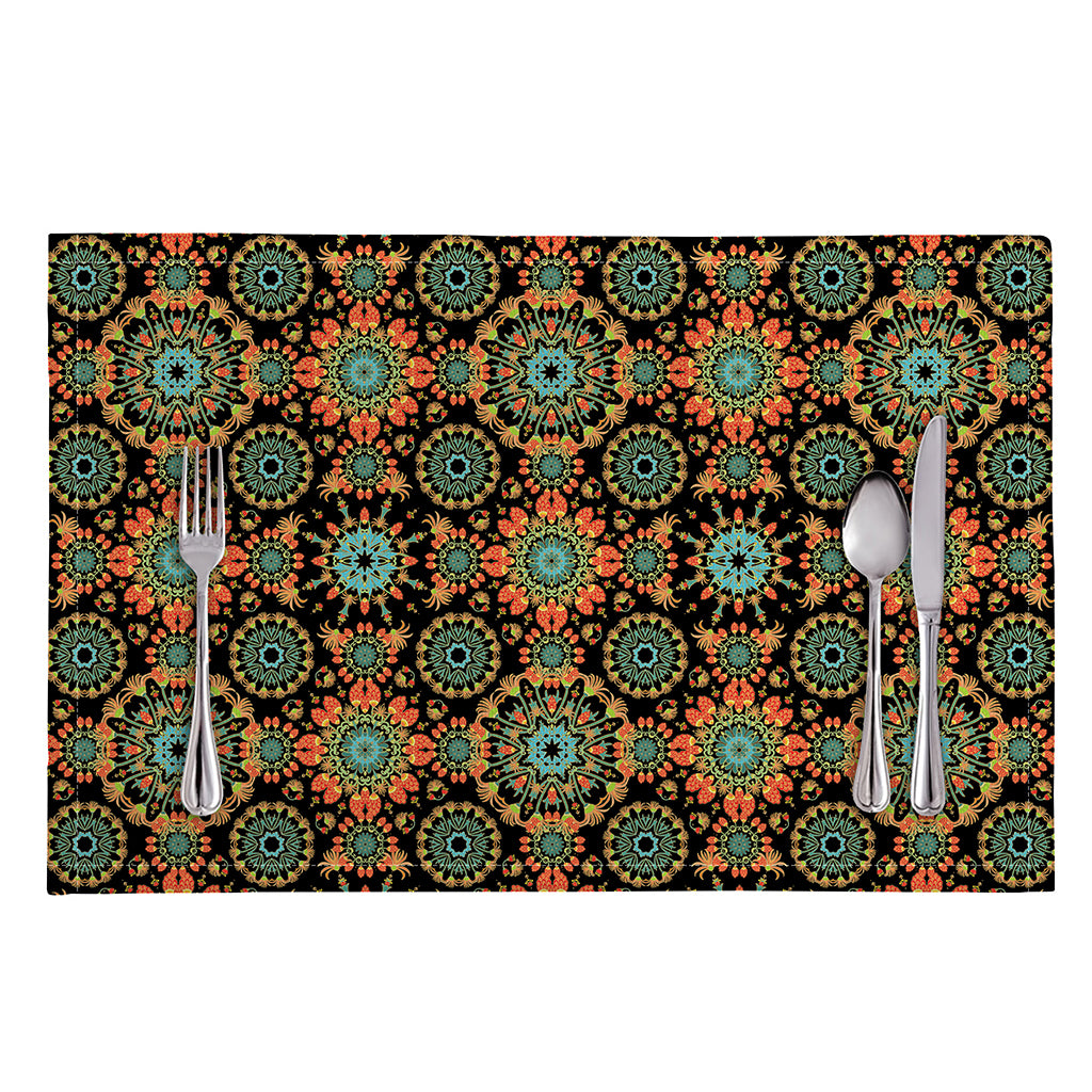 Chaotic Boho Floral Pattern Print Placemat