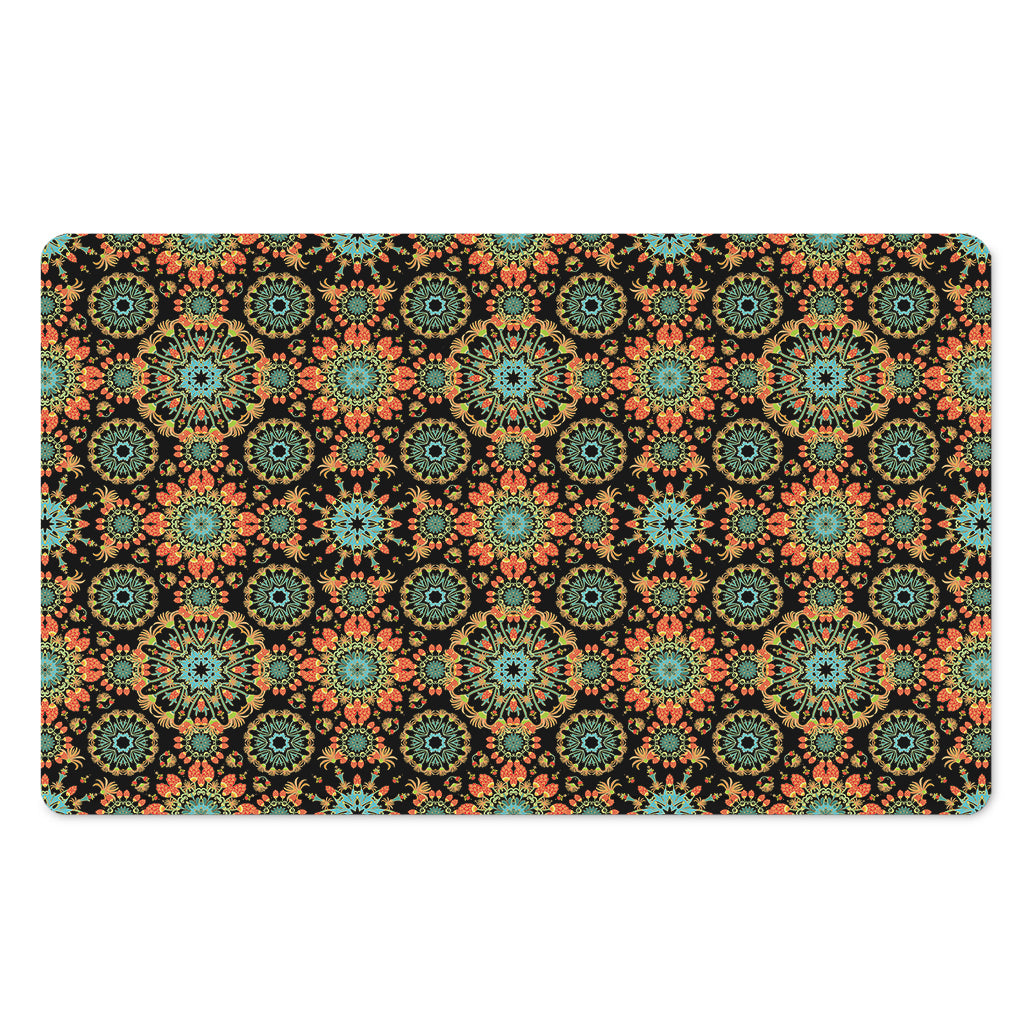 Chaotic Boho Floral Pattern Print Polyester Doormat