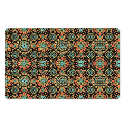 Chaotic Boho Floral Pattern Print Polyester Doormat