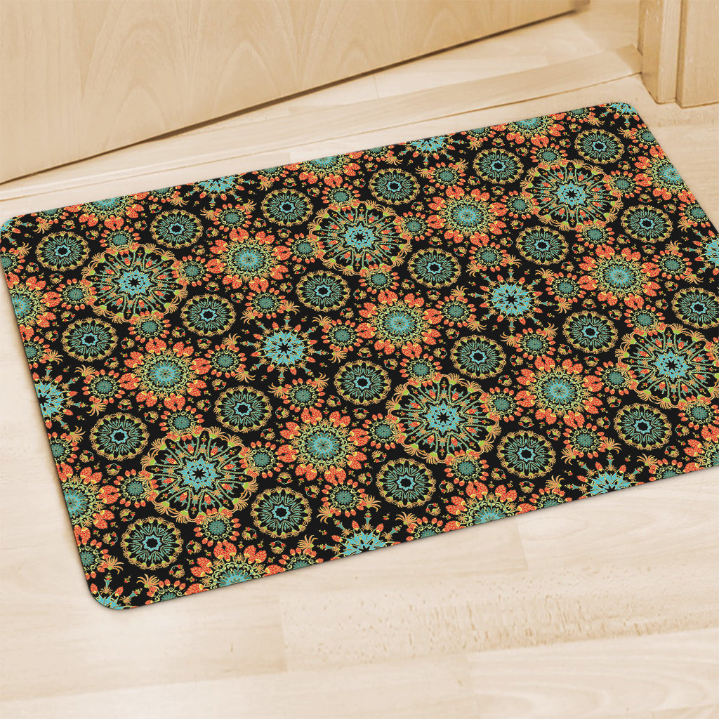 Chaotic Boho Floral Pattern Print Polyester Doormat