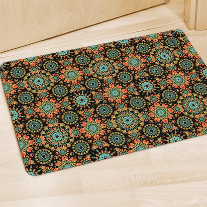 Chaotic Boho Floral Pattern Print Polyester Doormat