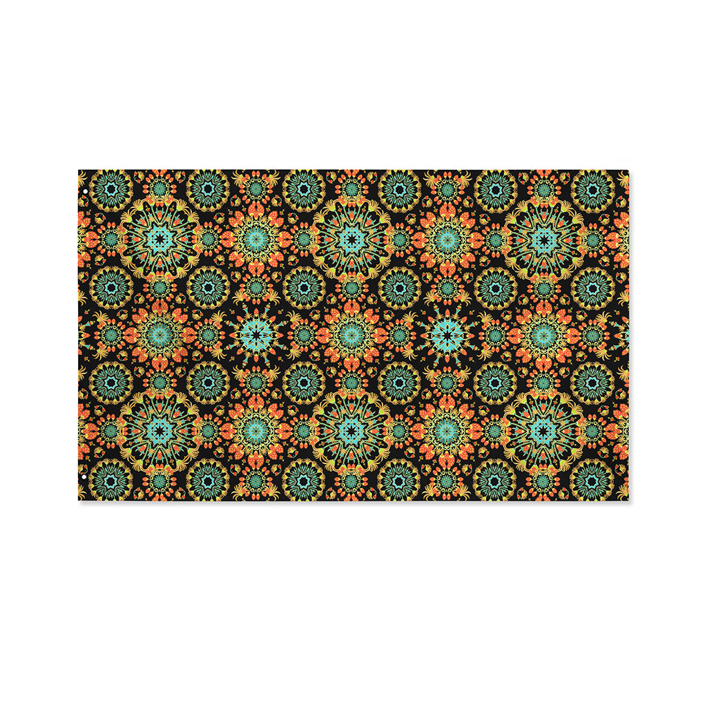 Chaotic Boho Floral Pattern Print Polyester Flag