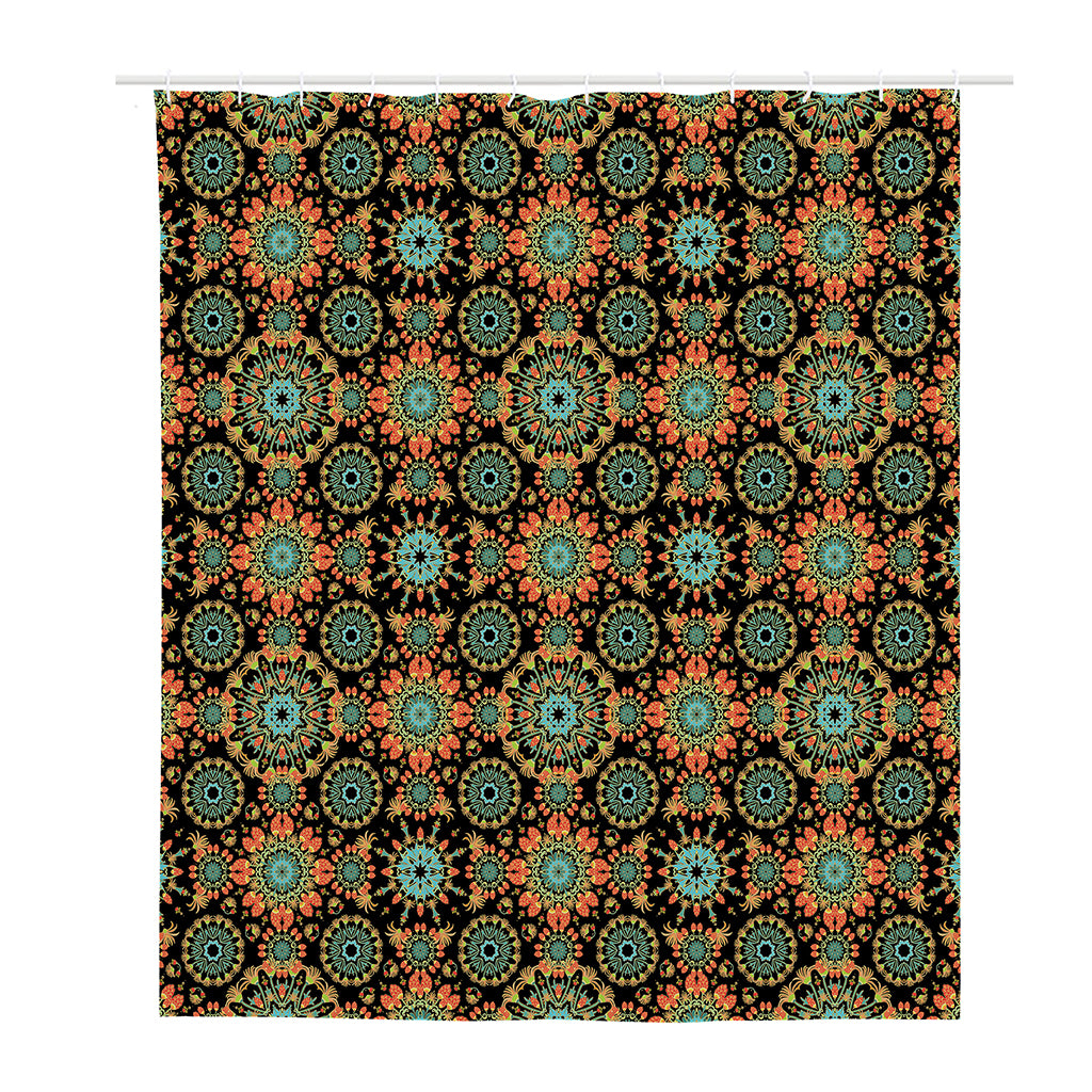Chaotic Boho Floral Pattern Print Polyester Shower Curtain