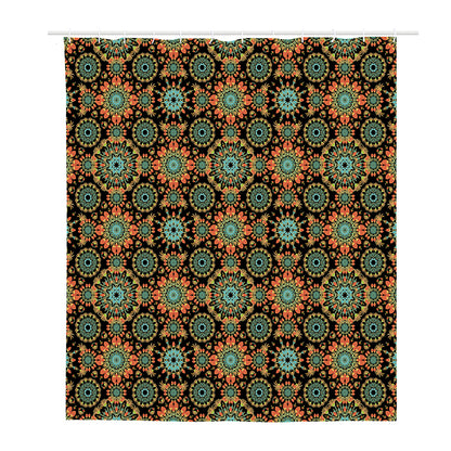 Chaotic Boho Floral Pattern Print Polyester Shower Curtain