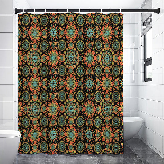 Chaotic Boho Floral Pattern Print Premium Shower Curtain