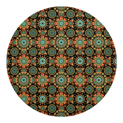 Chaotic Boho Floral Pattern Print Round Blanket