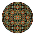 Chaotic Boho Floral Pattern Print Round Floor Mat