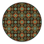 Chaotic Boho Floral Pattern Print Round Floor Mat