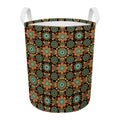 Chaotic Boho Floral Pattern Print Round Laundry Basket