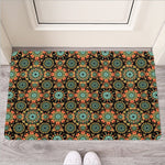 Chaotic Boho Floral Pattern Print Rubber Doormat