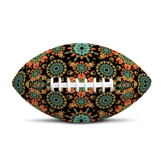 Chaotic Boho Floral Pattern Print Rugby Ball