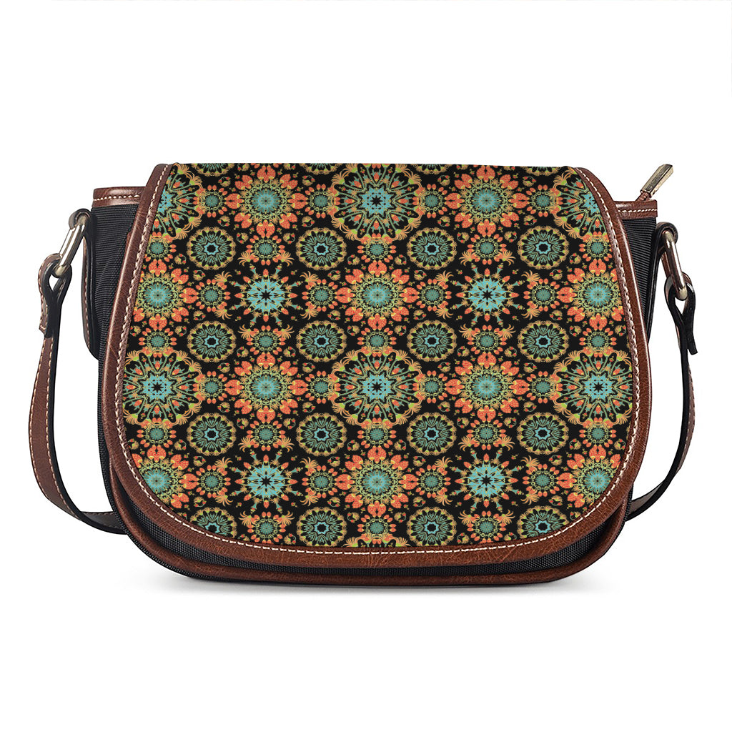 Chaotic Boho Floral Pattern Print Saddle Bag