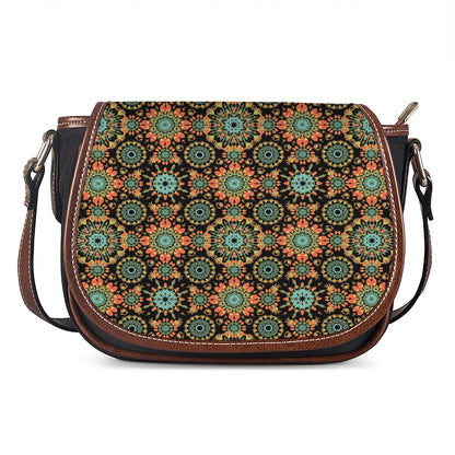 Chaotic Boho Floral Pattern Print Saddle Bag