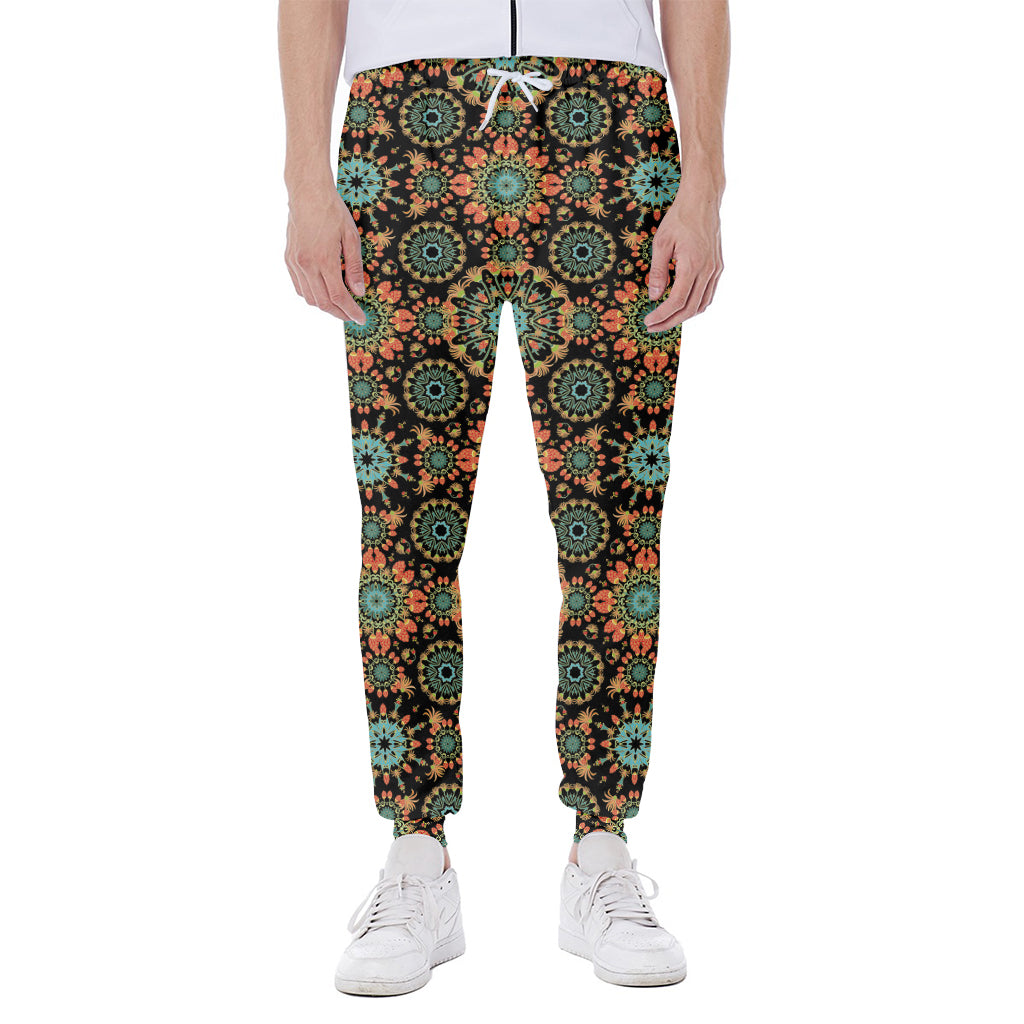 Chaotic Boho Floral Pattern Print Scuba Joggers