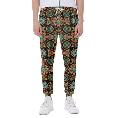 Chaotic Boho Floral Pattern Print Scuba Joggers