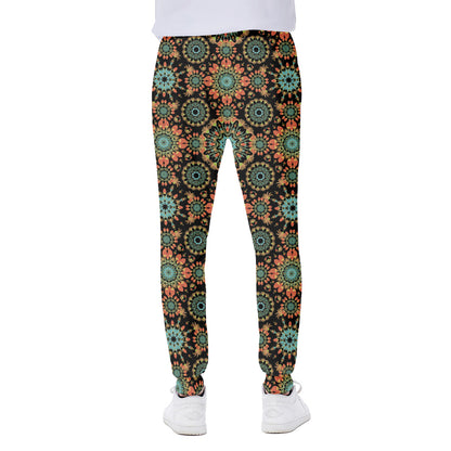 Chaotic Boho Floral Pattern Print Scuba Joggers