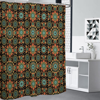 Chaotic Boho Floral Pattern Print Shower Curtain