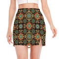 Chaotic Boho Floral Pattern Print Side Slit Mini Skirt