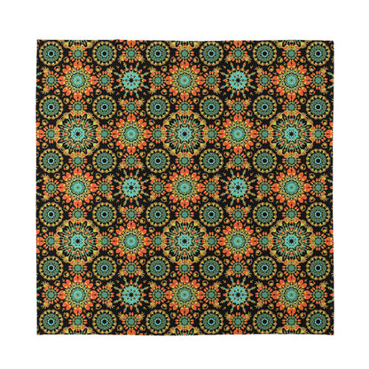 Chaotic Boho Floral Pattern Print Silk Bandana