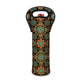 Chaotic Boho Floral Pattern Print Single Neoprene Wine Tote
