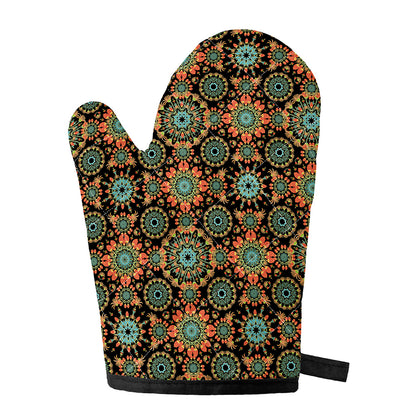 Chaotic Boho Floral Pattern Print Single Oven Mitt