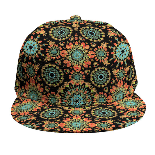 Chaotic Boho Floral Pattern Print Snapback Cap