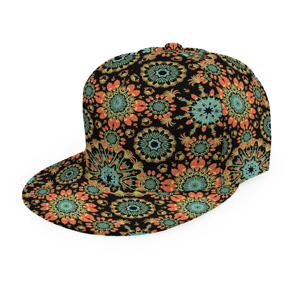 Chaotic Boho Floral Pattern Print Snapback Cap