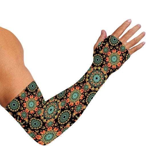 Chaotic Boho Floral Pattern Print Sun Protection Arm Sleeves
