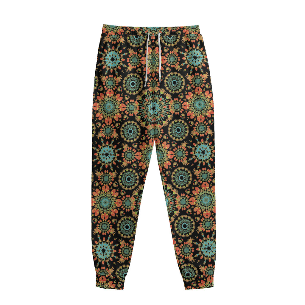Chaotic Boho Floral Pattern Print Sweatpants